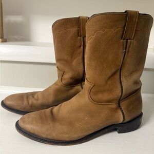 Justin Classic Tan Leather Cowboy Boots